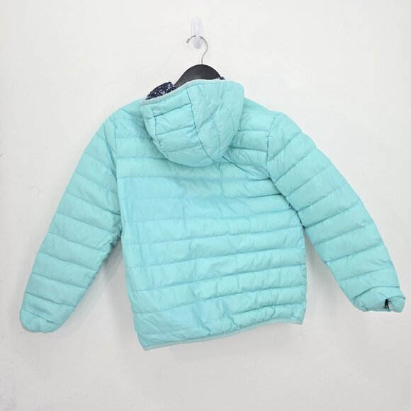 Eddie Bauer REVERSIBLE Soft Aqua Navy Down Winter Puffer Jacket Girls Size 14/16 - Picture 9 of 11